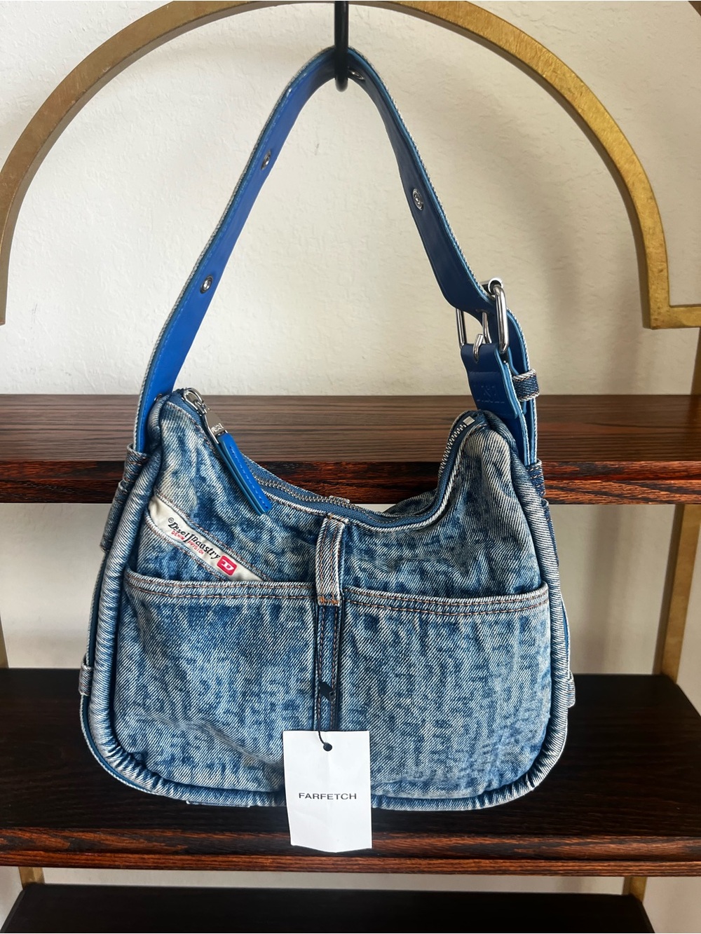 Diesel ILE Monogram Denim Hobo Bag